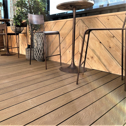 Triton Composite Decking Board – Teak | Affordable Uncapped WPC Deckin