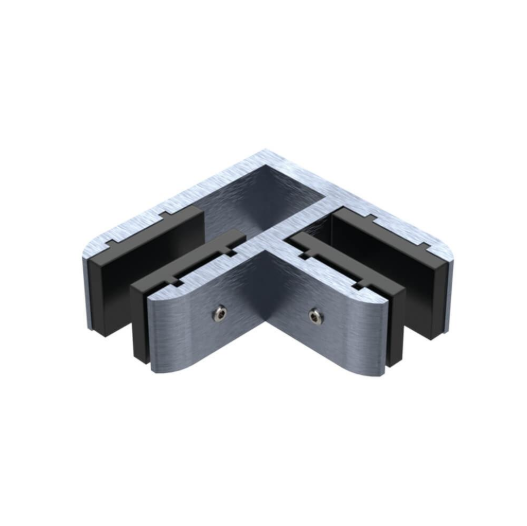 90° Corner Glass Stiffener Aluminium [2 colours] - Suits 12mm Glass