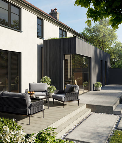 Argent (Anthracite) - Slatted Composite Cladding Panels - Board Width 120mm (115mm wide coverage)