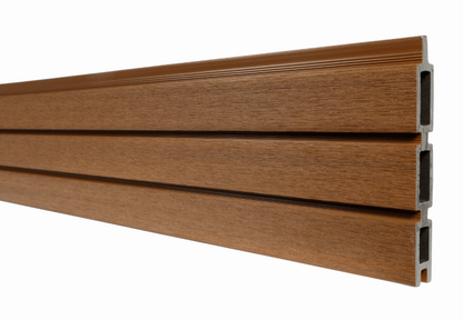 Modern Slatted Composite Fencing Boards (Pack of 4) - Teak 1760mm x 160mm x 21mm