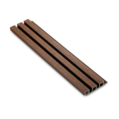 Spiced Oak - Slatted Composite Cladding Panels - Board Width 120mm (115mm wide coverage)