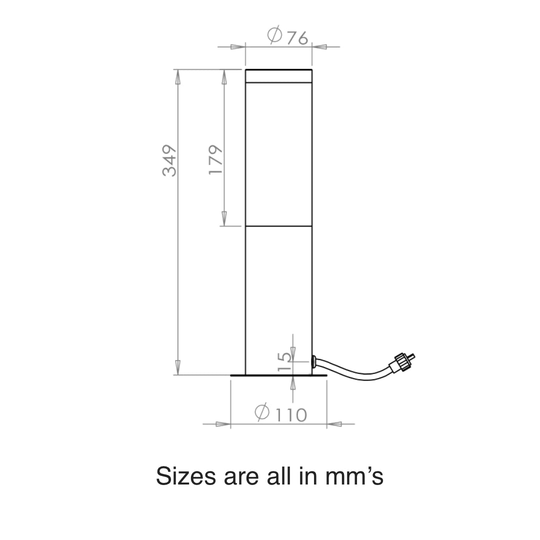 Ellumiere bollard light dimenions