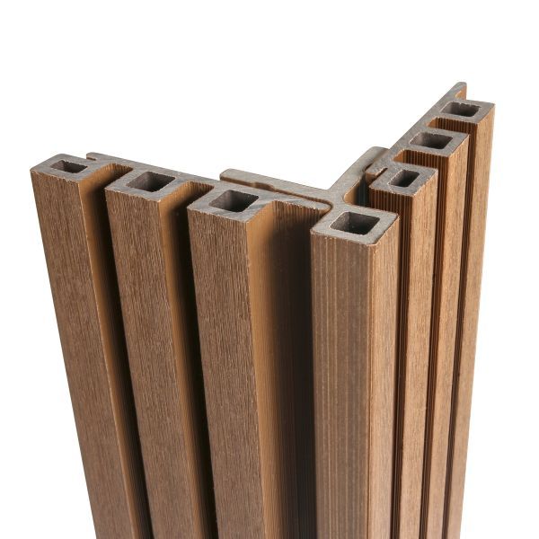 Ecoscape Slatted Cladding | Spiced Oak / Teak Slatted Clad Corner Trim ...