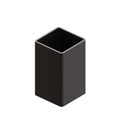 QwickBuild A149 aluminium structural post with 90x90mm square profile, featuring smooth black powder-coated finish and hollow core for modular deck framing and Elite Balustrade integration