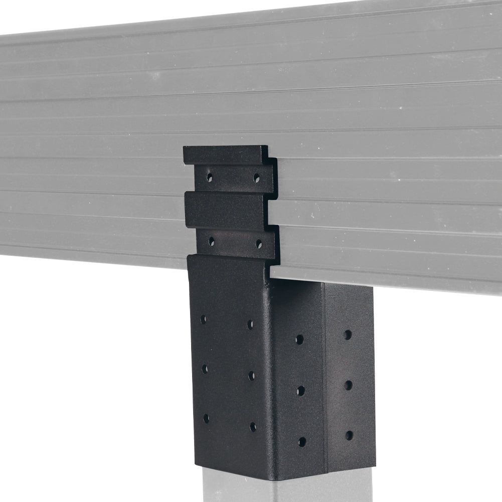 Double bracket configuration with joists in place, illustrating load distribution and seamless QwickBuild integration.