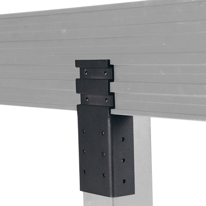 A210 single bracket mounted on post with joists fitted, showcasing secure fastening and elevated subframe setup.