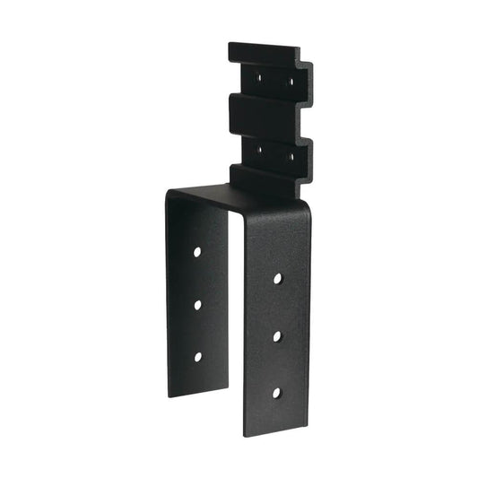 Standalone A211 bracket with powder-coated black finish, designed for precision post alignment and load distribution in deck builds.