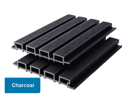 Charcoal - Slatted Composite Cladding Panels - Board Width 219mm (200mm wide coverage) x 26mm