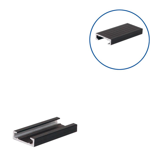 QwickBuild A100 aluminium joist profile 13x45mm – ultra-low height subframe for decking and tile systems over membranes or ground-level installs.