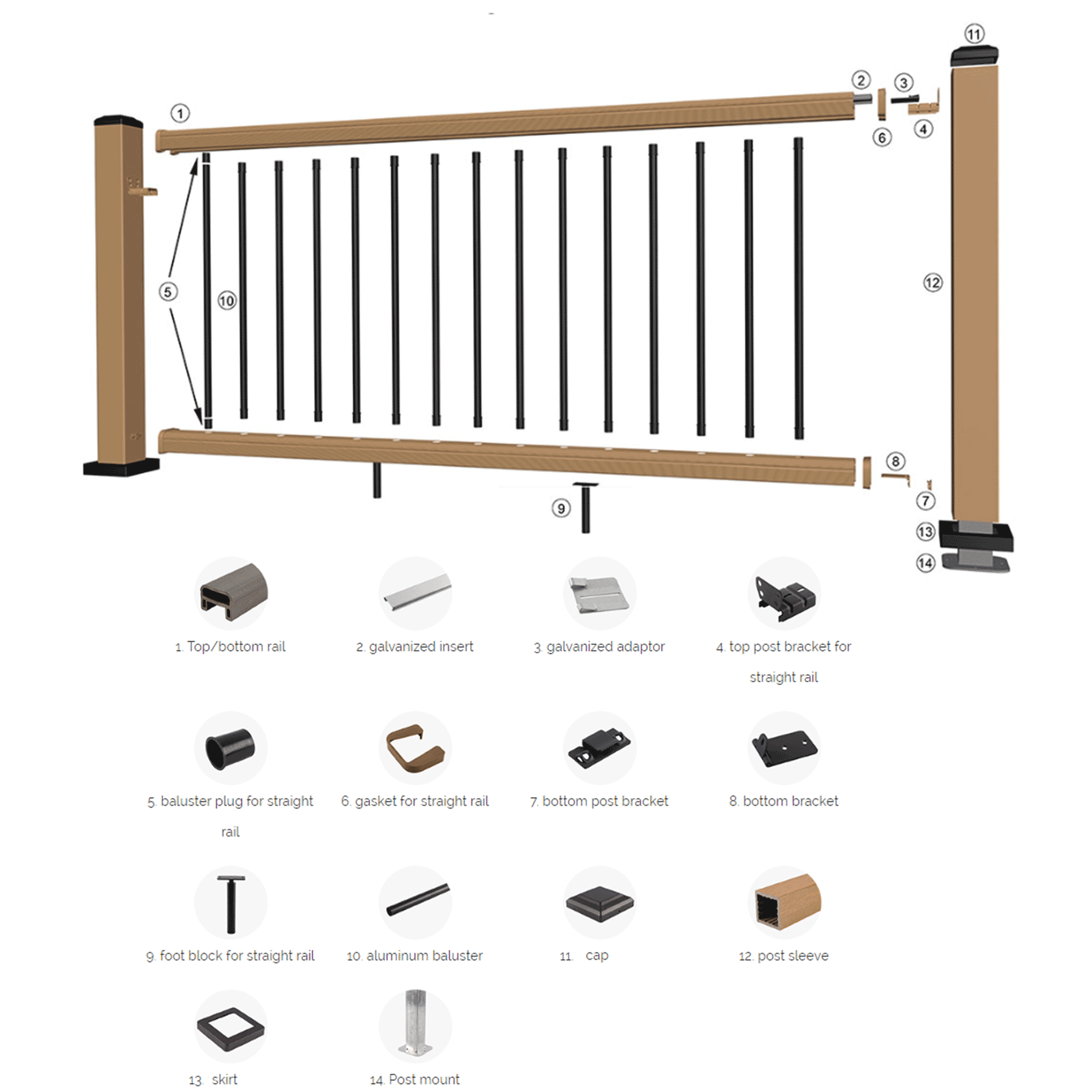 Composite Handrail Kits Black Composite Railing Kit | Competitive