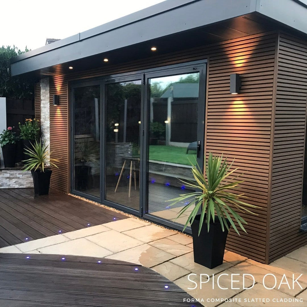 Ecoscape Slatted Cladding | Spiced Oak / Teak Slatted Clad Corner Trim ...